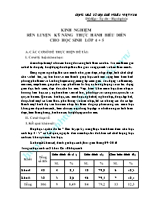 Đề tài Kinh nghiệm rèn luyện kỹ năng thực hành biểu diễn cho học sinh lớp 4, 5