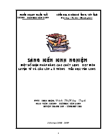 Đề tài Một số biện pháp nâng cao chất lượng dạy môn luyện từ và câu lớp 4 ở trường tiểu học Yên Lương