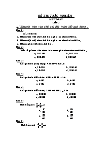 Đề thi trắc nghiệm môn toán lớp 5
