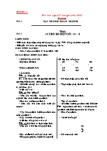 Giáo án lớp 2 môn Toán - Tuần 13 - Tiết 2: 14 trừ đi một số: 14 – 8