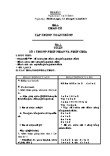 Giáo án lớp 2 Tuần 27 - Tiết 2 môn Toán: Số 1 trong phép nhân và phép chia