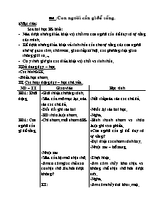 Giáo án lớp 4 Môn Khoa học: Bài 1: Con người cần gì để sống (tiếp theo)