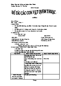 Giáo án lớp 4 môn Mĩ thuật - Tuần 3 - Tiết 3 - Bài 3: Vẽ tranh: Đề tài các con vật quen thuộc