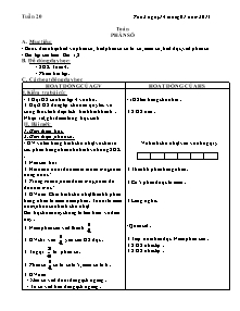 Giáo án lớp 4 môn Toán - Tuần 20: Phân số (Tiếp)