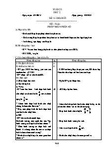 Giáo án lớp 4 môn Toán - Tuần 25 - Phép nhân phân số (tiếp theo)