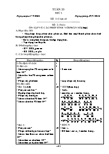 Giáo án lớp 4 môn Toán - Tuần 33 - Tiết 2: Ôn tập về các phép tính với phân số ( tiếp)