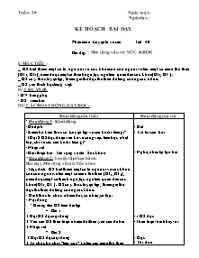 Giáo án lớp 4 Tuần 20 - Tiết 40 - Môn Luyện từ và câu: Mở rộng vốn từ: Sức khỏe