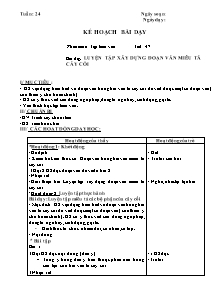 Giáo án lớp 4 Tuần 24 - Tiết 47 - Môn Tập làm văn: Luyện tập xây dựng đoạn văn miêu tả cây cối
