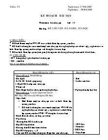 Giáo án lớp 4 Tuần 33 - Tiết 33 - Môn Kể chuyện: Kể chuyện đã nghe, đã đọc