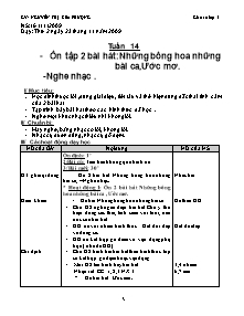 Giáo án lớp 5 môn Âm nhạc - Tuần 14 - Ôn tập 2 bài hát: Những bông hoa những bài ca, Ước mơ. Nghe nhạc  (tiếp)