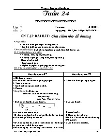 Giáo án lớp 5 môn Âm nhạc - Tuần 24:  Tiết 24: Ôn tập bài hát: Chú chim nhỏ dễ thương