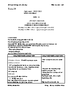 Giáo án lớp 5 môn Âm nhạc - Tuần 28:  Tiết 28 - Ôn tập 2 bài hát: Quả , hoà bình cho bé - nghe hát (hoặc nghe nhạc)