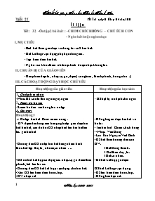 Giáo án lớp 5 môn Âm nhạc - Tuần 31: Tiết 32 - Ôn tập 2 bài hát : Chim chích bông - chú ếch con - nghe hát hoặc nghe nhạc