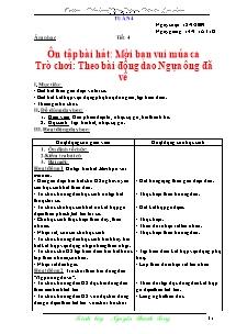 Giáo án lớp 5 môn Âm nhạc - Tuần 4:  Tiết 4: Ôn tập bài hát: Mời bạn vui múa ca trò chơi: Theo bài đồng dao ngựa ông đã về