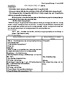 Giáo án lớp 5 môn Đạo đức - Bài 1: Tôn trọng phụ nữ (tiết 2)