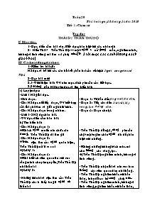Giáo án lớp 5 môn Tập đọc: Tuần 20: Thái sư Trần Thủ Độ