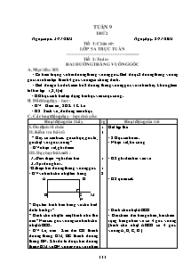 Giáo án lớp 5 môn Toán - Tuần 9 - Tiết 2: Hai đường thẳng vuông góc