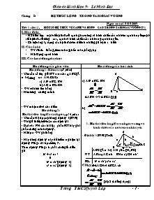Giáo án lớp 9 môn Hình học - Tiết 1: Bài 1: Một số hệ thức về cạnh và đường cao trong tam giác vuông