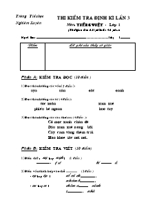 Thi kiểm tra định kì lần 3 môn: Tiếng Việt - Lớp 1 (thời gian làm bài phần b : 40 phút)