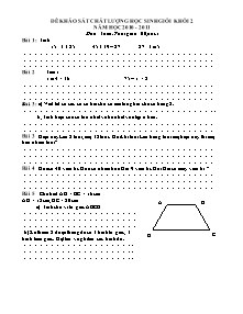 Đề khảo sát chất lượng học sinh giỏi khối 2 năm học 2010 - 2011 môn : Toán. Thời gian : 60 phút