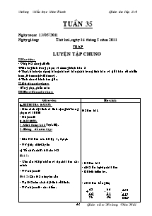 Giáo án lớp 2 môn Toán - Tuần 35: Luyện tập chung