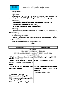 Giáo án lớp 5 môn Đạo đức - Bài 11: Em yêu tổ quốc Việt Nam (Tiếp)