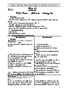 Giáo án lớp 5 môn Địa lí - Bài 1: Việt Nam - Đất nước chúng ta (Tiếp theo)