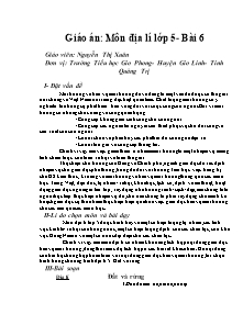 Giáo án lớp 5 môn Địa lí - Bài 6: Đất và rừng