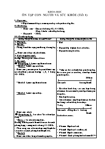 Giáo án lớp 5 Tuần 10 môn Khoa học: Ôn tập con người và sức khỏe (tiết 1)