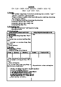 Giáo án lớp 5 Tuần 20 môn Lịch sử: Ôn tập: Chín năm kháng chiến bảo vệ độc lập dân tộc