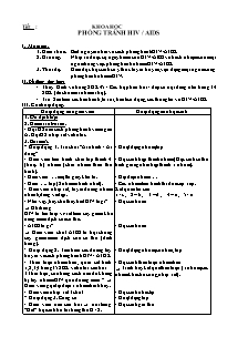 Giáo án lớp 5 Tuần thứ 8 môn Khoa học: Phòng tránh HIV / AIDS