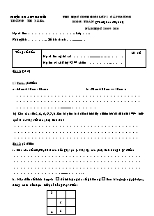 Giáo án Thi học sinh giỏi lớp 1-Cấp trường môn: Toán (thời gian: 60 phút) năm học 2009-2010