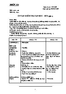 Giáo án Tuần 10 - Tiết 2: Tập đọc: Ôn tập, kiểm tra tập đọc (tiết 1)