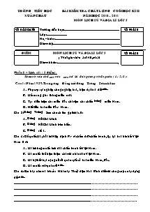 Bài kiểm tra chất lượng cuối học kì II năm học 2010 – 2011 môn Lịch sử và địa lí lớp 5