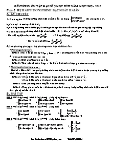 Đề cương ôn tập Đại số 9 học kì II năm học 2009 - 2010