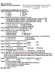 Đề cương ôn tập môn Khoa học - Khối 5 cuối học kỳ II - Năm học: 2011- 2012