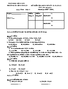 Đề kiểm tra định kì lần II (cuối kì I) môn: Toán lớp: 5