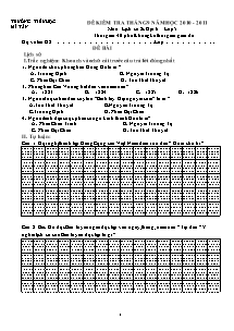 Đề kiểm tra tháng 9 năm học 2010 - 2011 môn: Lịch sử & Địa lí lớp 5