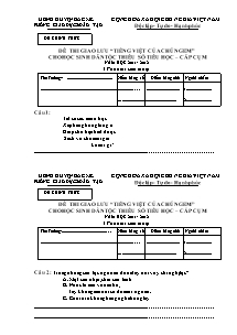 Đề thi giao lưu “Tiếng Việt của chúng em” cho học sinh dân tộc thiểu số tiểu học – cấp cụm năm học 2011 - 2012