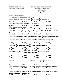 Đề thi học sinh giỏi lớp 5 năm học 2012 - 2013 môn: Toán