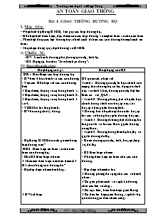 Giáo án An toàn giao thông lớp 3 - Bài 1 đến bài 6