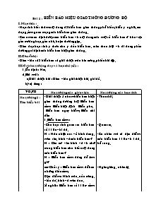 Giáo án An toàn giao thông lớp 5 - Bài 1 đến bài 5