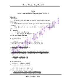 Giáo án Bồi dưỡng học sinh giỏi Toán 5: Tính nhanh dới dạng rút gọn tử số và mẫu số