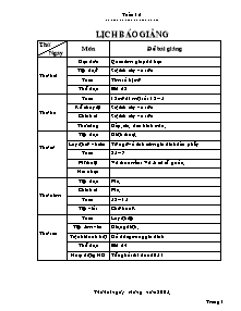 Giáo án dạy học Tuần 12 - Lớp Hai