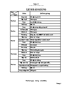 Giáo án dạy học Tuần 17 - Lớp Hai