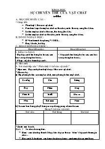 Giáo án Khoa học khối 5, kì I - Tiết 34: Sự chuyển thể của vật chất