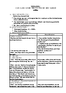 Giáo án Khoa học khối 5, kì I - Tiết 5: Cần làm gì để mẹ và em bé đều khoẻ