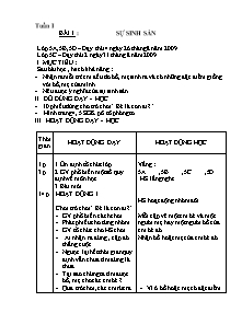 Giáo án môn Khoa học lớp 5 - Bài 1: Sự sinh sản