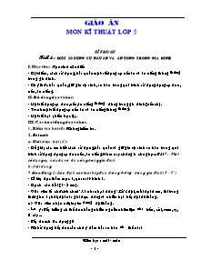 Giáo án môn Kĩ thuật lớp 5 trọn bộ