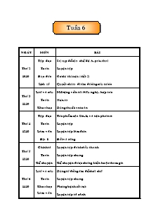 Giáo án Tuần 6 - Lớp Năm